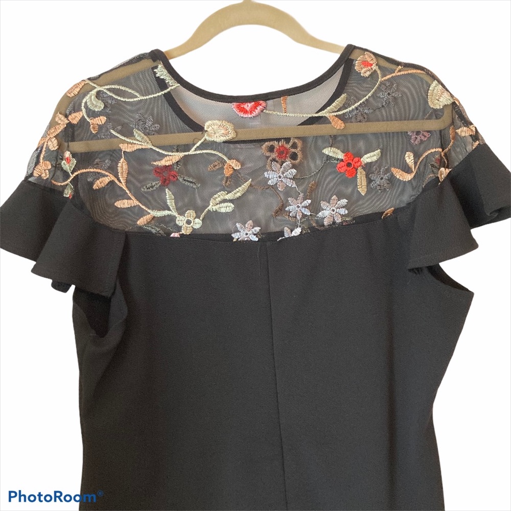 Olivia Matthews Dress Black with Floral Top XL NWT